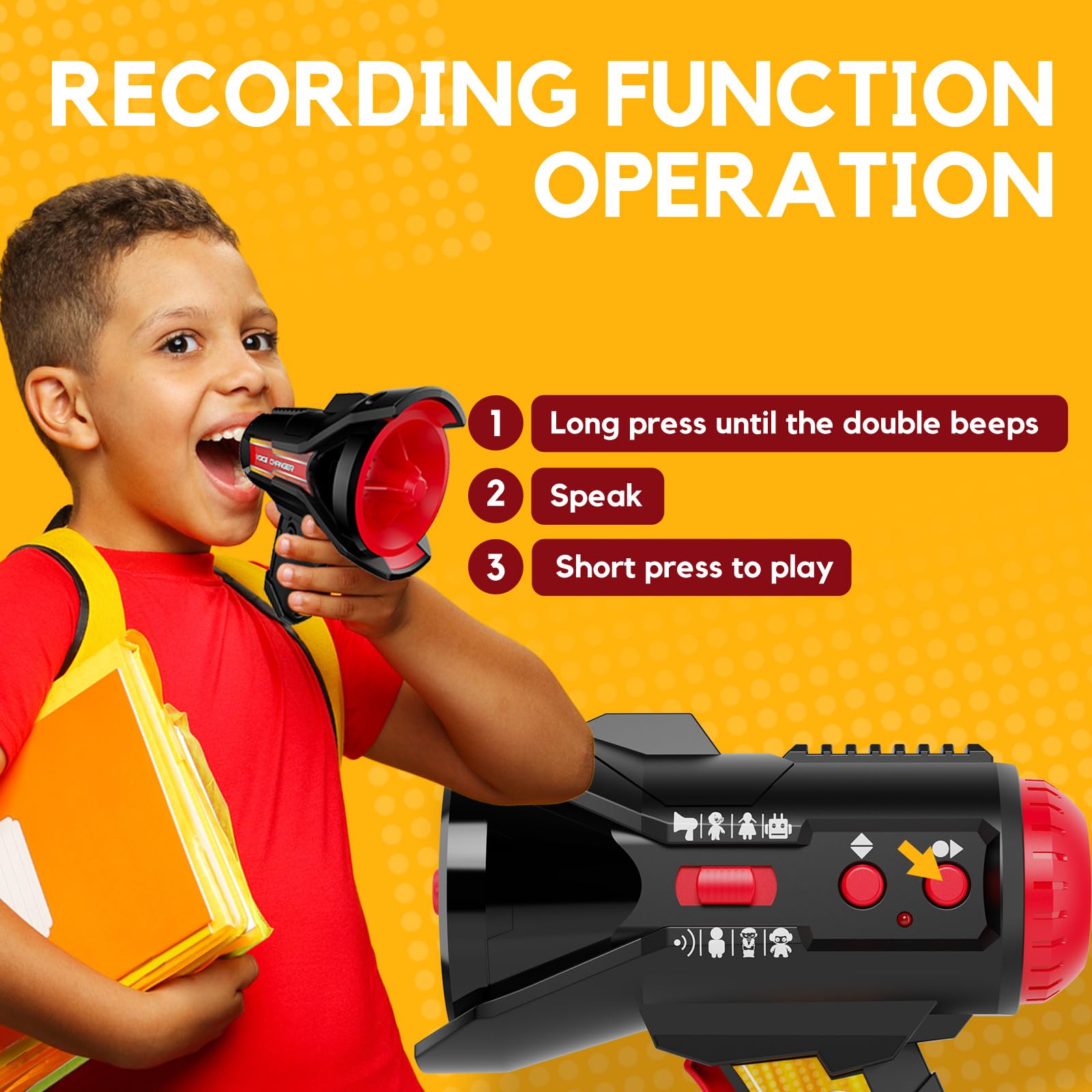 Multi Voice Changer per bambini con 8 diversi effetti vocali, cambia voce, registratore e funzione megafono, giocattolo cambia voce per bambini, ragazzi dai 3 anni in su