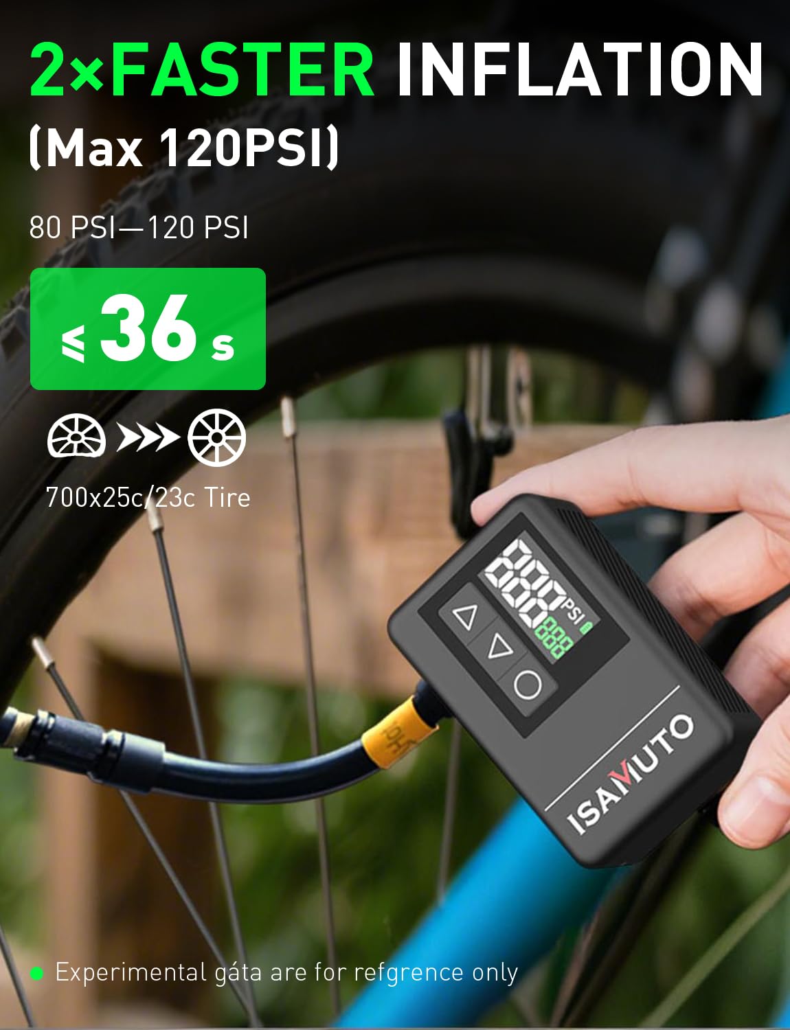 Inflador Eléctrico Bicicleta 120 PSI, Mini Compresor de Aire Portátil con Pantalla Digital, Bomba Bicicleta Recargable Compatible con Válvulas Presta y Schrader para Bicicleta MTB y Carretera