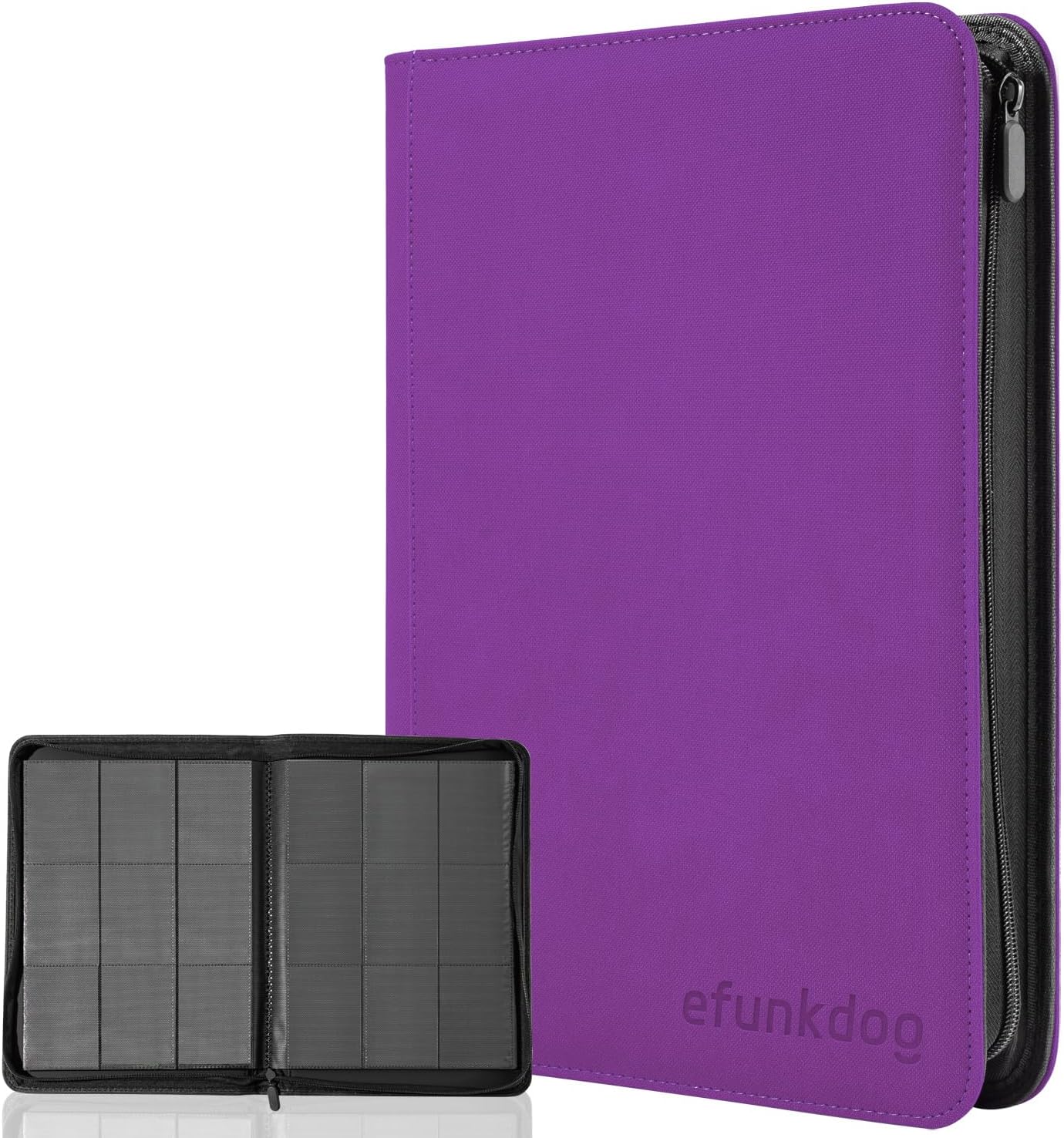 Trading Card Binder, 9 Pockets Card Album Folder, 360 Side Loading Pocket PU Cover with Zipper Binder for TCG, Sport Cards (Blue)