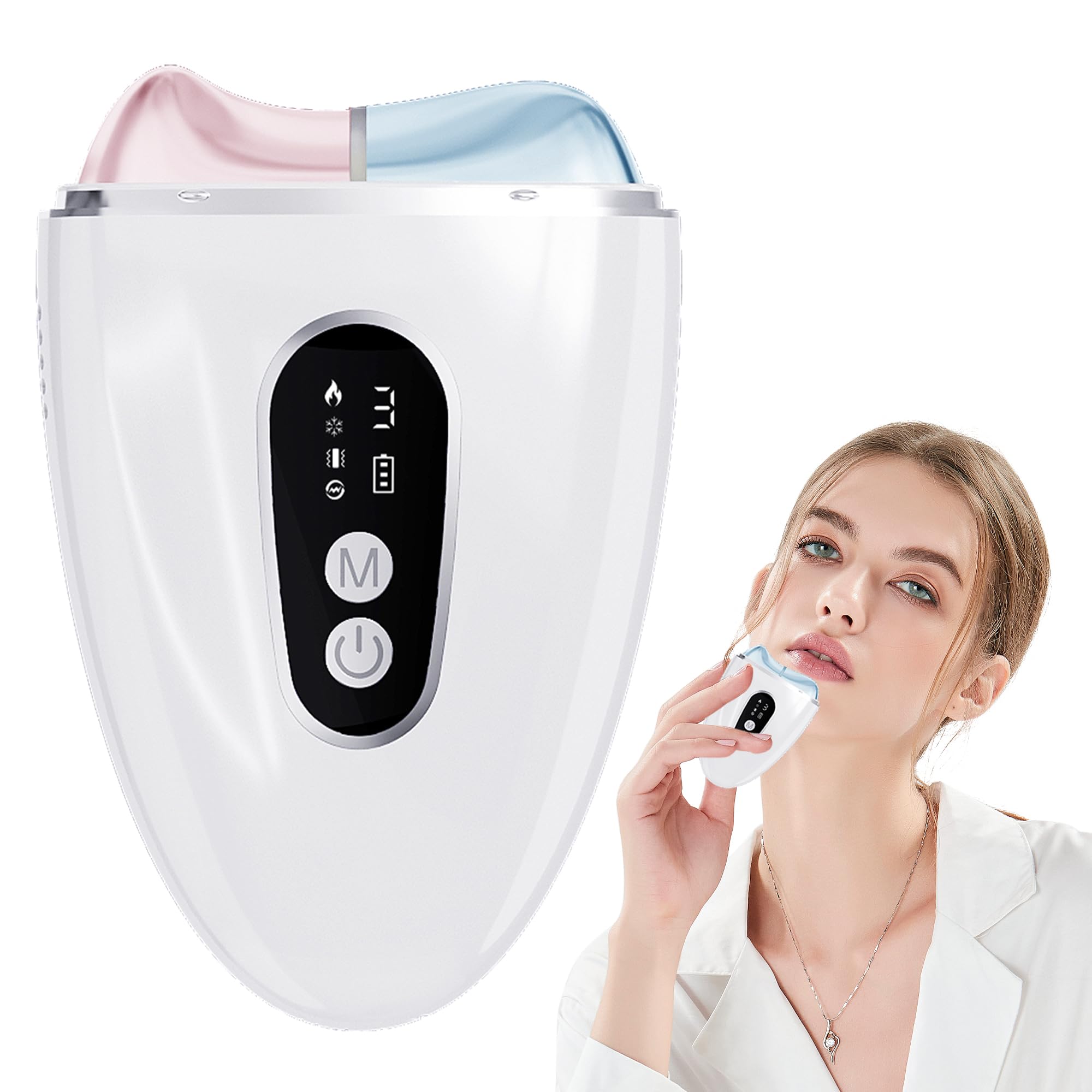 WNJ Electric Gua Sha Facial Tool, Ice + Heating Face and Neck Massager, 4-in-1 Facial Shaping Tool/Lifting Device, Anti-Aging, Anti-Wrinkle,