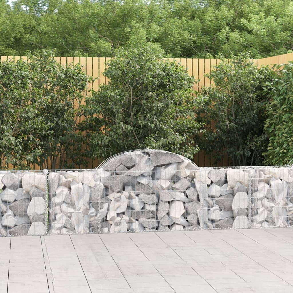 Panier à gabion arqué en fer galvanisé 200x30x60 cm pour aménager un jardin