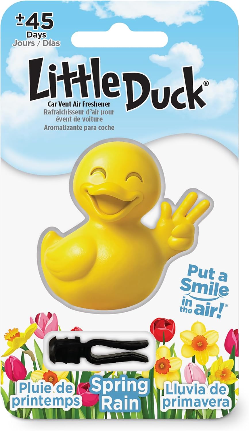 Little Duck 96633-6PK Spring Rain Car Air Freshener Vent Clip Provides Long-Lasting Freshness in a Compact Design, Fights Odors for up to 45 Days, Fun Car Odor Eliminator, Non-Toxic, Pack of 6