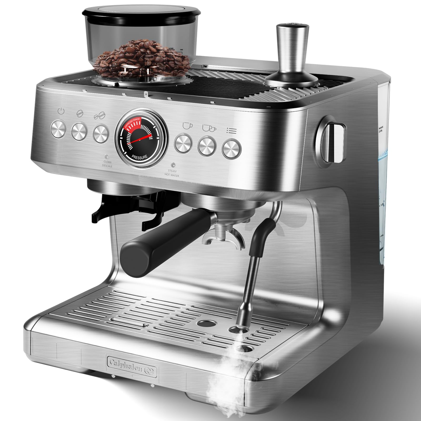 20 Bar Espresso Machine with Grinder Milk Frother Steam Wand 96 oz Removable Water Tank Expresso Coffee Machines