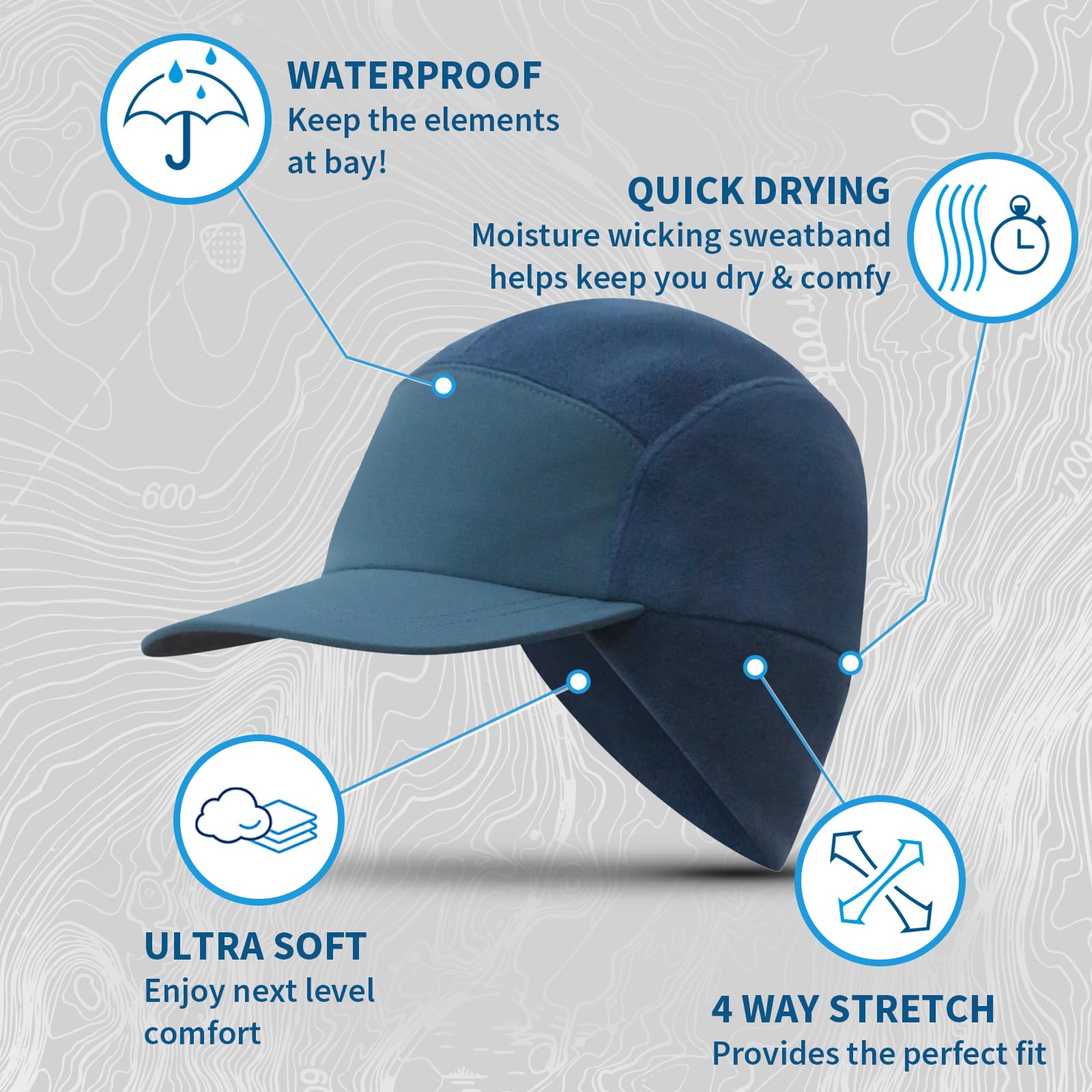 TrailHeads Gorro de cola de caballo, gorro de forro polar para mujer, gorro de invierno con visera, sombreros cálidos para mujer, sombrero de correr, golf de invierno