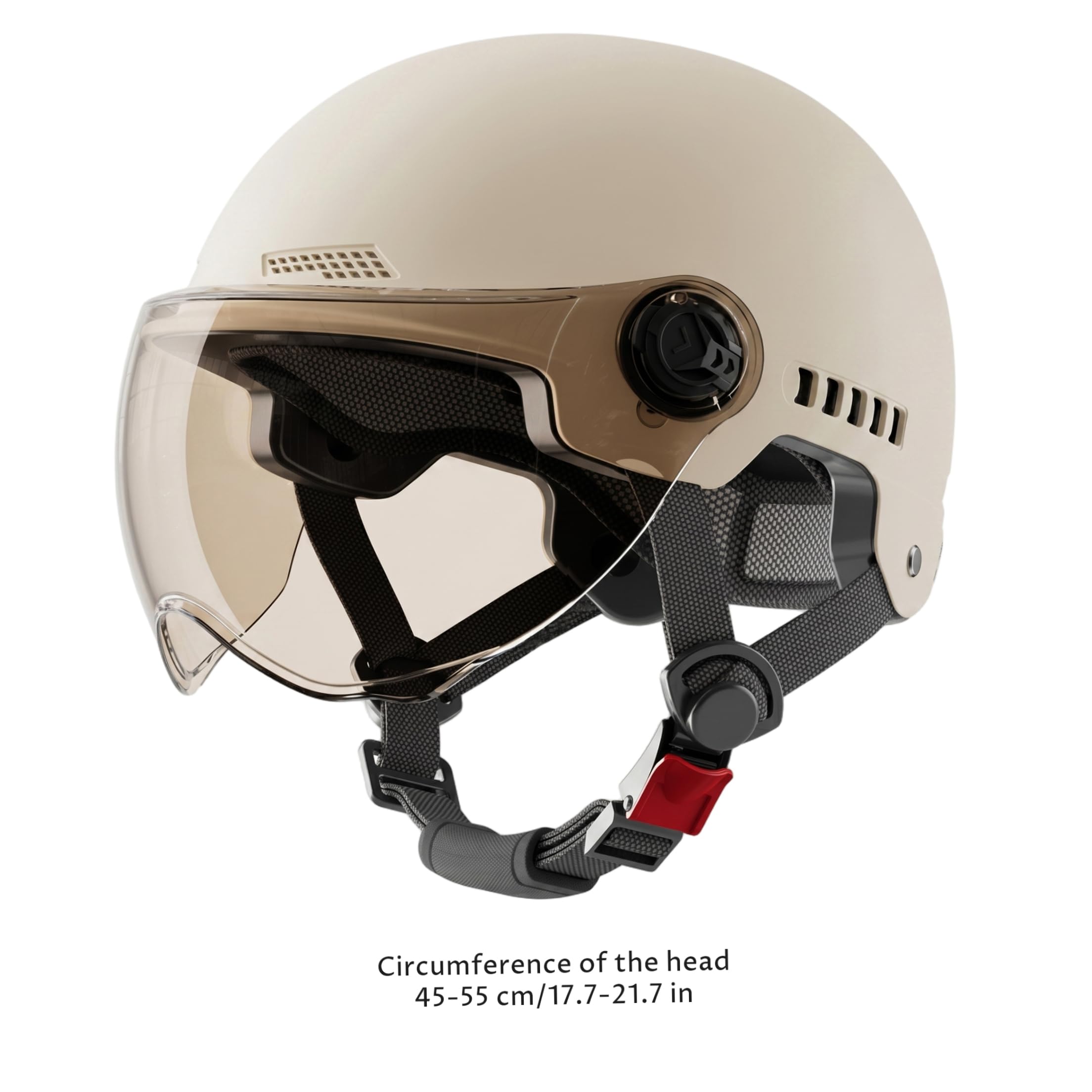 Casco semi-leggero da donna con visiera parasole, casco semi-facciale, scooter protettivo, equipaggiamento di sicurezza, albicocca