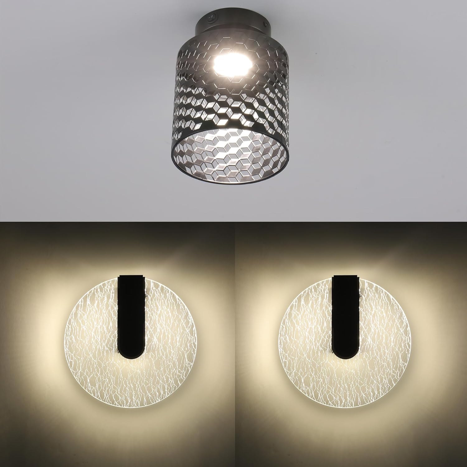 12V RV Pendant Ceiling Light and 2Pack RV LED Wall Sconce Light Fixture with On/Off Switch