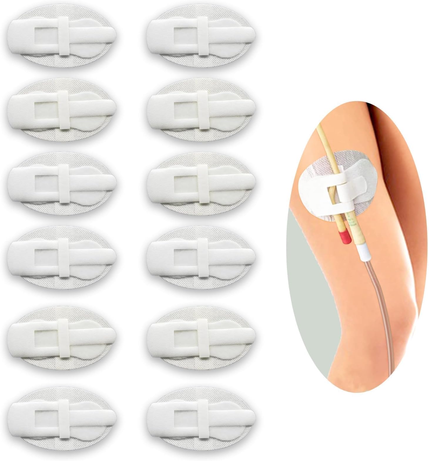 12 Pcs Catheter Leg Bag Holder, Catheter Leg Bag Straps, Catheter Stabilization Device, Catheter Leg Band Holder Sticker Urinary Leg Bag Holder Fixation Catheter Tube Supplies