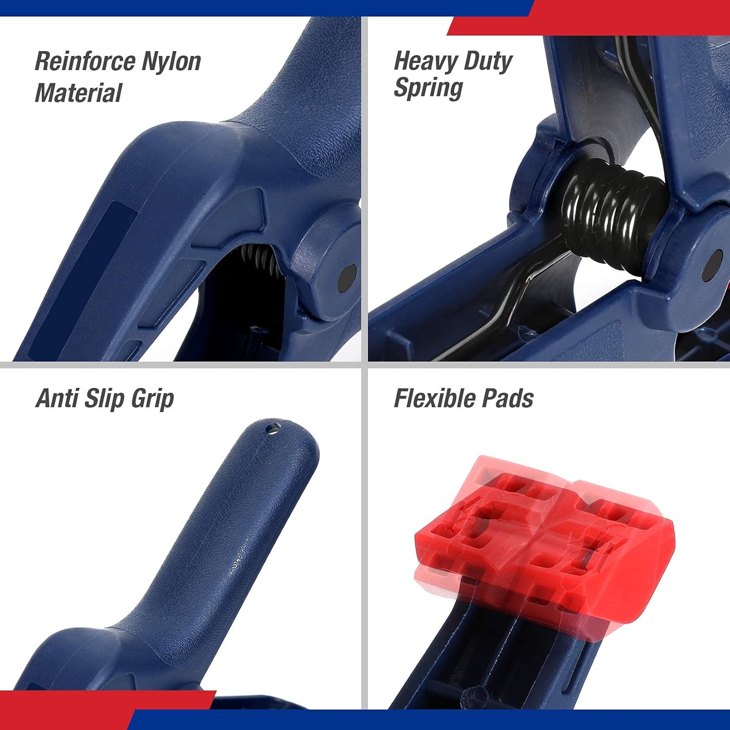 WORKPRO Rafter Square & Combination Square Tool Set - 4pc 6-1/2" Clamps & 6pc 4-1/2" & 6pc 3-3/8" Spring Clamps