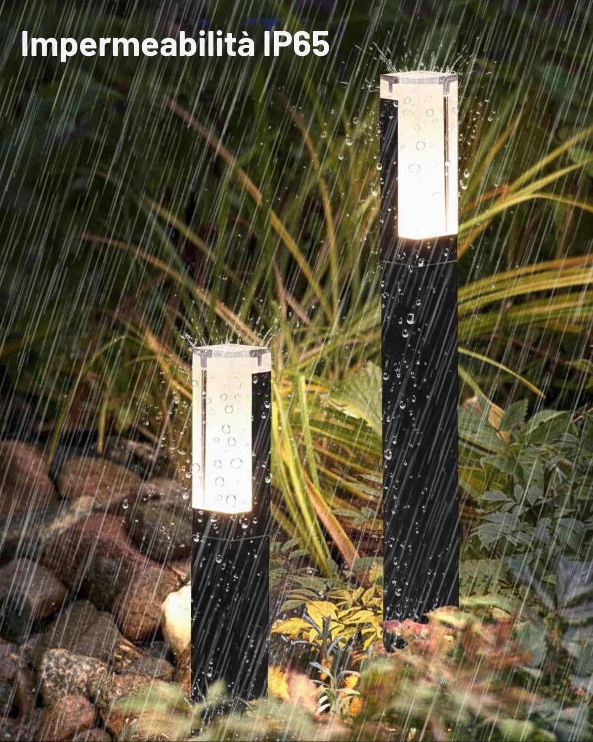 Lampione da Giardino, 40cm Lampioni da Giardino Esterno con Sensore di Movimento, IP65, 3000K, 220V Lampade da Giardino da Terra Paletto in Alluminio per Vialetto e Patio, Nero