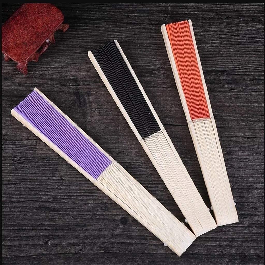 Faltfächer 5 PCS Faltbarer Handfächer Faltbarer Hand-Volltonfarben-Papierfächer Faltbarer Handfächer Handfächer(Grün)