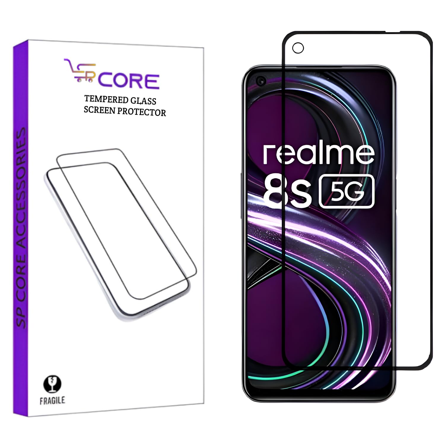 Tempered Glass Screen Protector Compatible for Realme 8s 5G / Realme 8 5G (Black) with Edge to Edge Coverage and Easy Installation kit-image-30