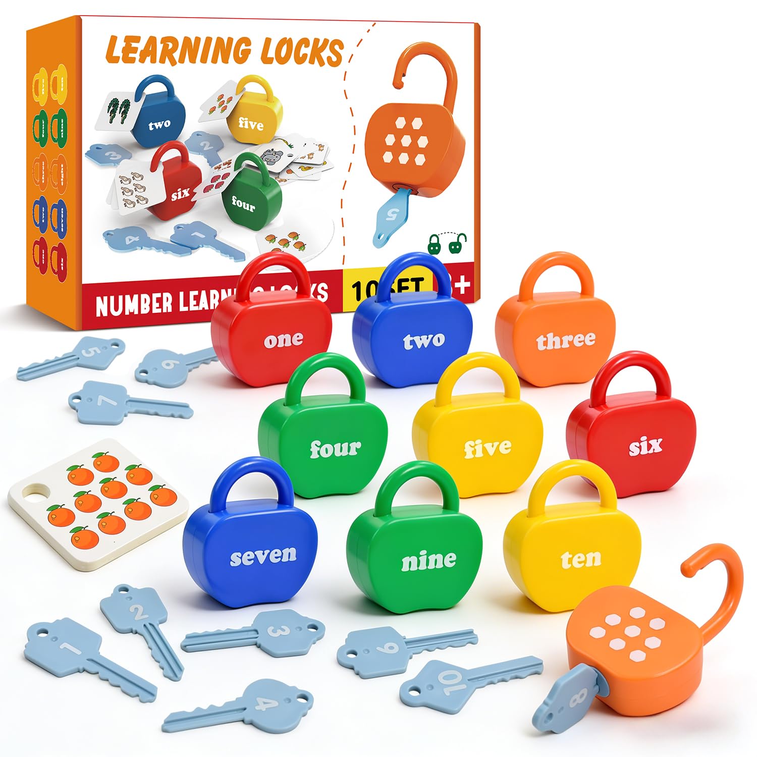 YYDeek 10 Set Locks and Key Toys for 2 3 4 Year Old Boy and Girls, Number Counting Blocks Travel Toys for Toddlers on Plane, Montessori Preschool Learning Activities โ image 1