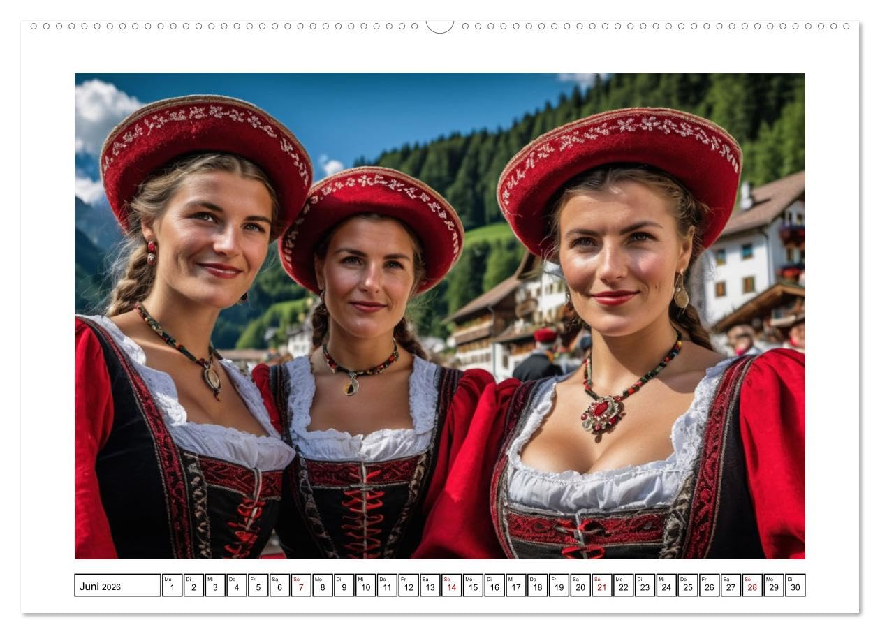 Farbenfrohe Frauenpower (hochwertiger Premium Wandkalender 2026 DIN A2 quer), Kunstdruck in Hochglanz: Traditionell geschmückte Damen aus aller Welt (CALVENDO Orte)