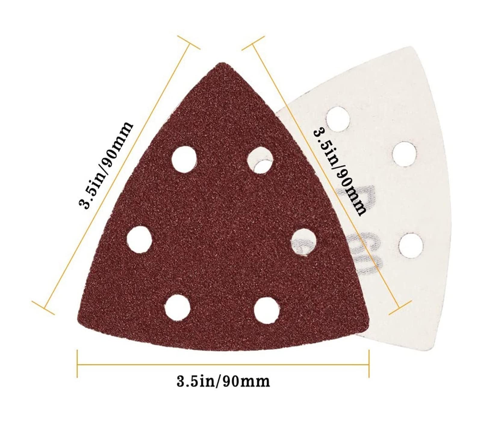 Papel de lija abrasivo ZSBLXHHJD Papel de lija triangular de 90 piezas Shackle 40-1000 Grit 90mm 6 orificio de arena disco de lijado for 3-1/2 "Oscilando multitones (Color : Mixed B)
