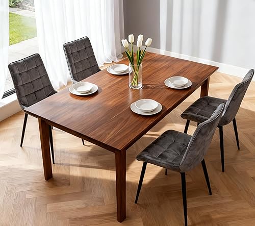 Miniatura 10 de asunflower Juego de 2 sillas laterales de cocina de terciopelo color negro, sillas de comedor acolchadas modernas y cómodas sillas de cocina con