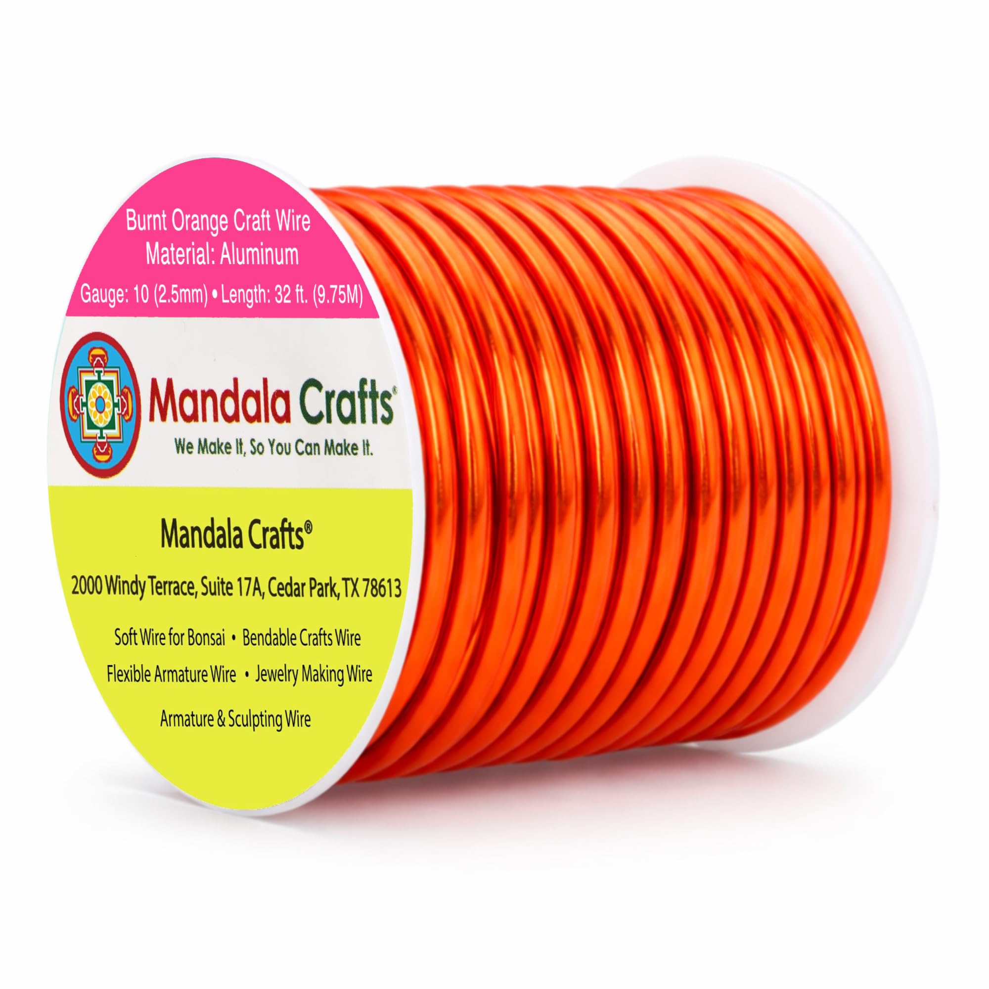 Mandala Crafts 10 Gauge Burnt Orange Anodized Aluminum Craft Wire, 32 FT