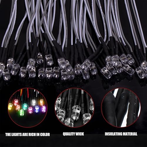 Vista 33 de 165 diodos emisores de luces LED precableadas de 12 V 0.197 in (11 colores x 15 piezas) kit surtido de lentes transparentes, blanco cálido, blanco
