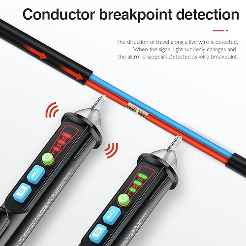 Miniatura 4 de Urwise Probador de voltaje sin contacto, bolígrafo detector de CA, herramienta probadora de circuitos, juez en línea de cable en vivonulo, alarma de