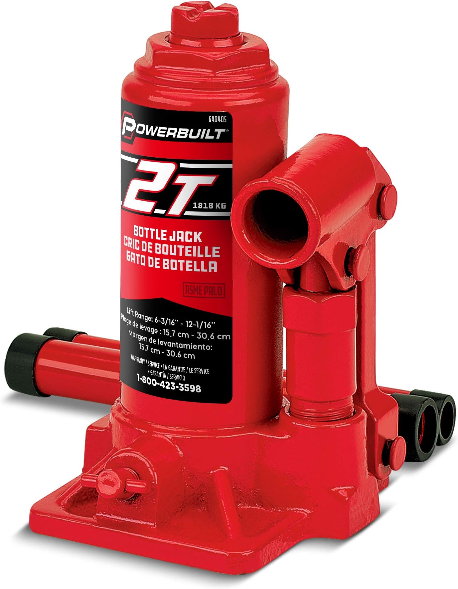 Powerbuilt Heavy Duty 2-Ton Bottle Jack, 4000-Pound Capacity Hydraulic Car Lift, Vehicles, Trucks, Red 640405