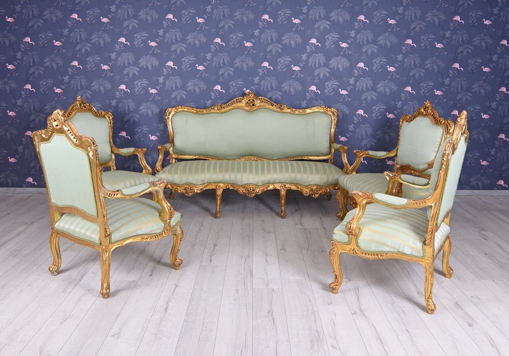 Salonmöbel Sitzgarnitur XXL Sitzmöbel Barock Sofa 4 Sessel Wohnzimmer Palazzo Exklusiv