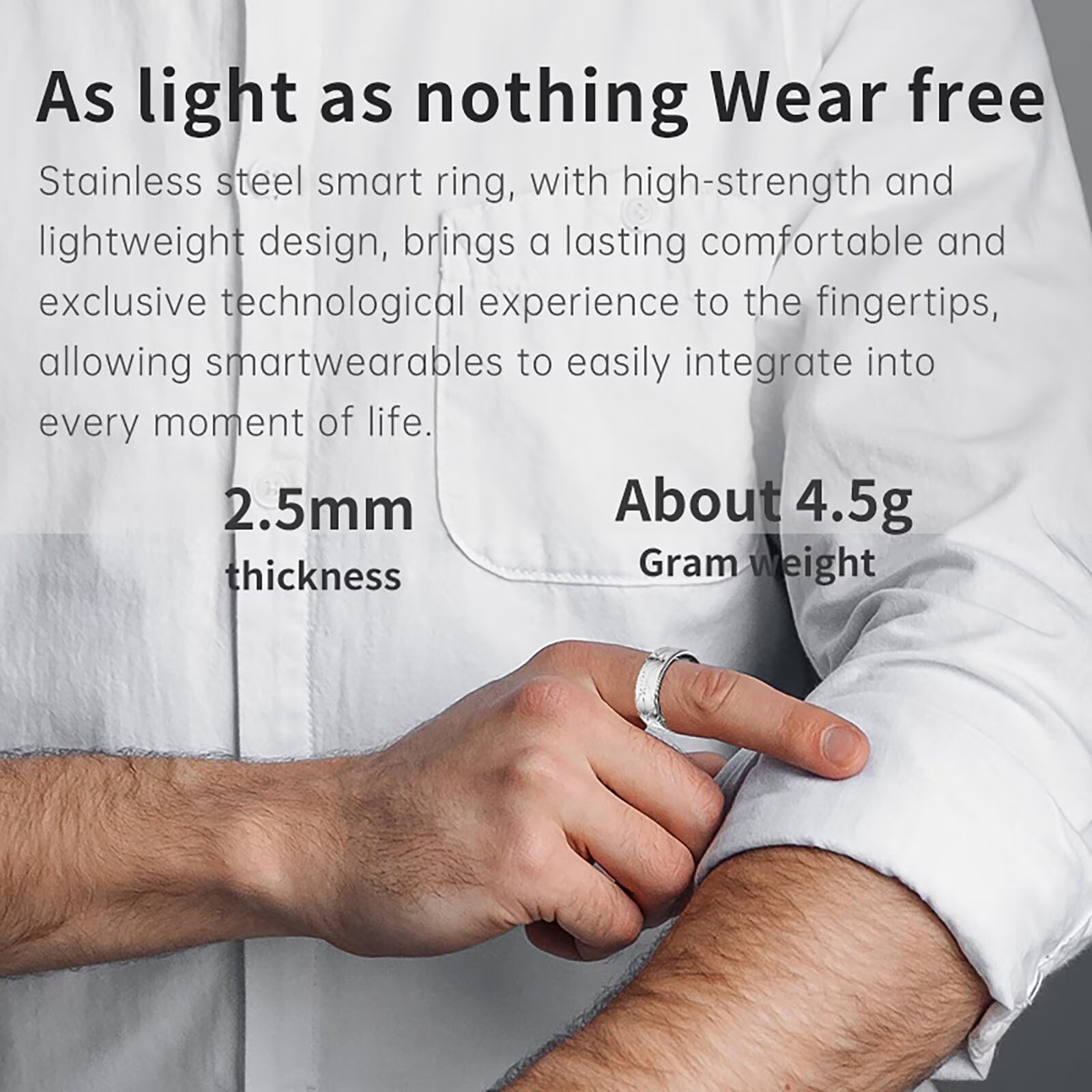 Findtime Anello Intelligente per Android e iOS - Monitoraggio del Sonno, Cardiofrequenzimetro, Contapassi, Fitness Tracker per Uomo e Donna - Sport e Fitness