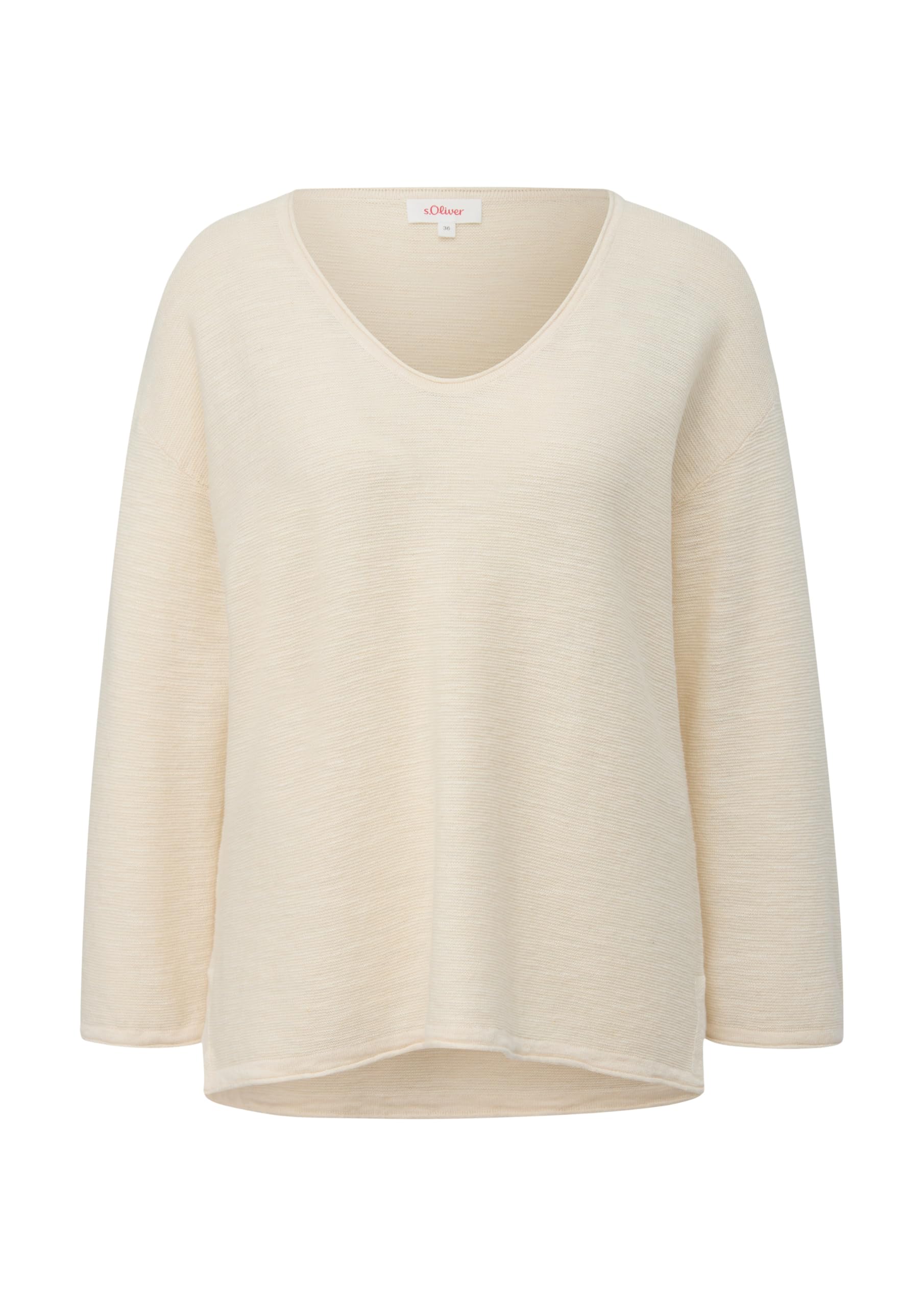 s.Oliver Feinstrickpullover aus Leinenmix mit U-Boot-Ausschnitt