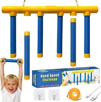 Catching Sticks Games, Falling Sticks Catching Game Adjustable 3 Speed Reaction Game Drop It Catch It Win It Quick Reactions Toy Hand-Eye Coordination Training Gift For Kids Adults (6 Sticks)