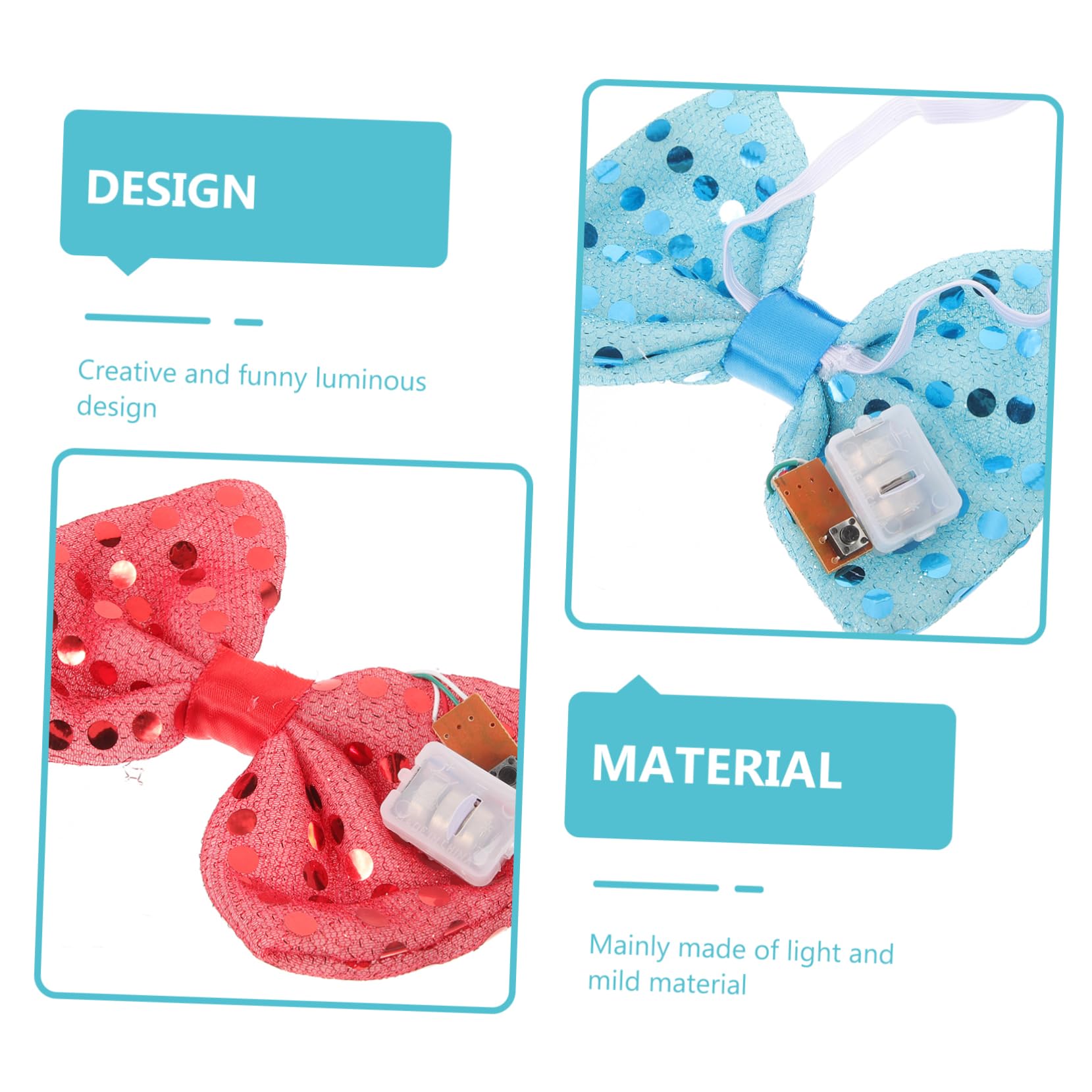 BESPORTBLE Led Bow Tie Luminous Tie for Party Props Wedding Accessories Bar Dance