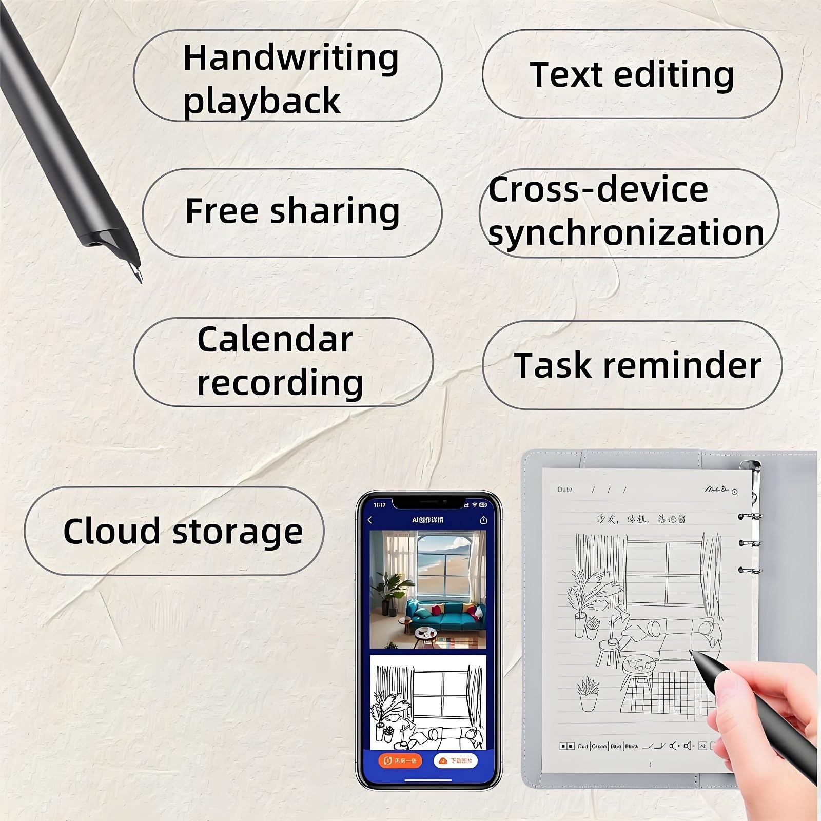 XNote - Ai-Powered Smart Writing Set, E-Ink Paper Tablet for Notes & Drawing, Real-Time Sync to App for Learning, Office, Business Meetings(Blue) — view 3