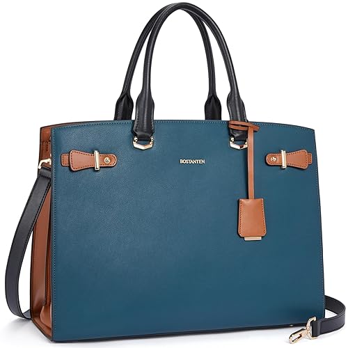 BOSTANTEN Briefcase for Women 15.6 Inch Genuine Leather Laptop Briefcase Shoulder Work Tote Bag Purse