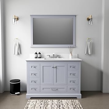 Dukes 48 in. W x 22 in. D Dark Grey Single Bath Vanity, Cultured Marble Top, and Faucet Set