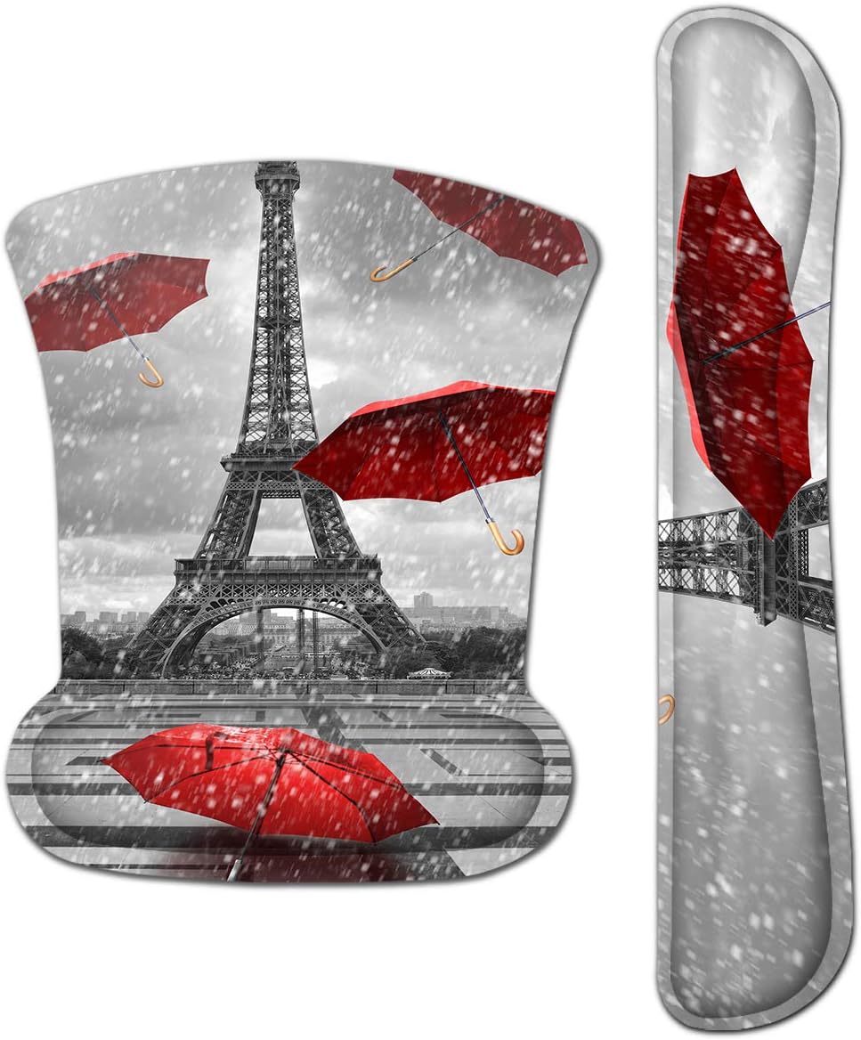 ToLuLu Keyboard Wrist Rest Mouse Pad Support, Gel Ergonomic Mouse Pads for Computer Laptop PC, Comfortable Durable Mousepad Keyboard Wrist Rests for Easy Typing Pain Relief, Eiffel Tower