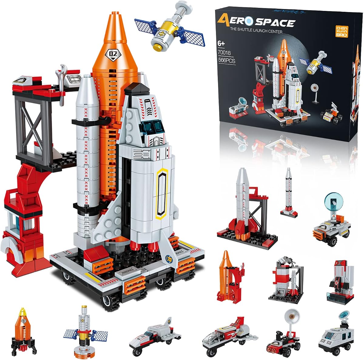 Juguetes de lanzadera de exploración espacial para niños de 6 7 8 9 10 11 12 años Kit de construcción aeroespacial STEM 12 en 1 Juguete con cohete de transporte pesado y lanzador Los mejores regalos para niños de 6 a 12 años (566 piezas)
