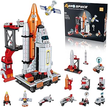 Space Exploration Shuttle Toys for 6 7 8 9 10 11 12 Year Old Boys 12-in-1 STEM Aerospace Building Kit Toy with Heavy Transport Rocket and Launcher Best Gifts for 6-12 Year Old Boys 566 PCS