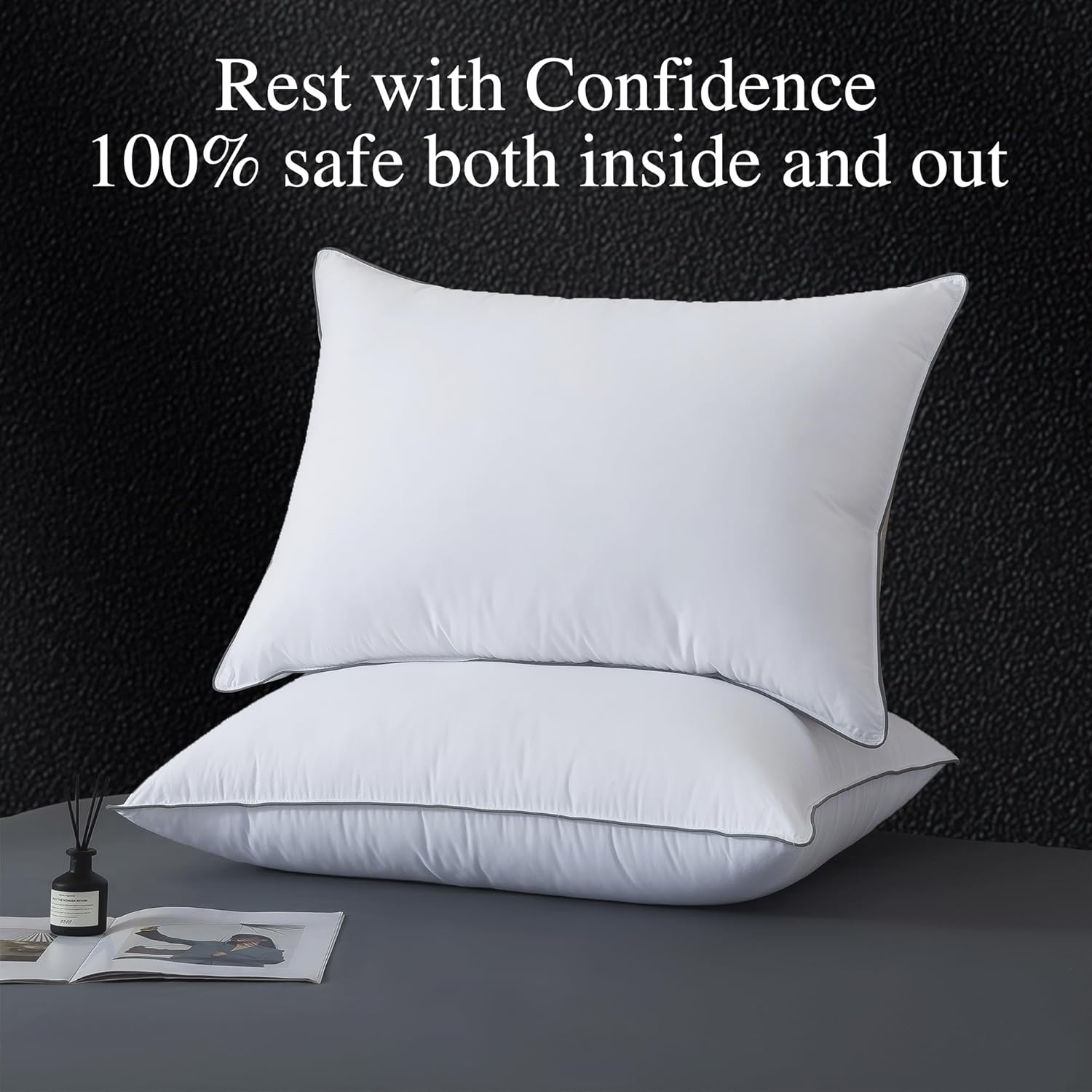 WhatsBedding Goose Down Pillows Queen Size Set of 2, Luxury Hotel Bed Pillows for Deep Sleep, Fluffy Soft Feather Down Pillow for Back, Stomach or Side Sleepers, 20" x 30"