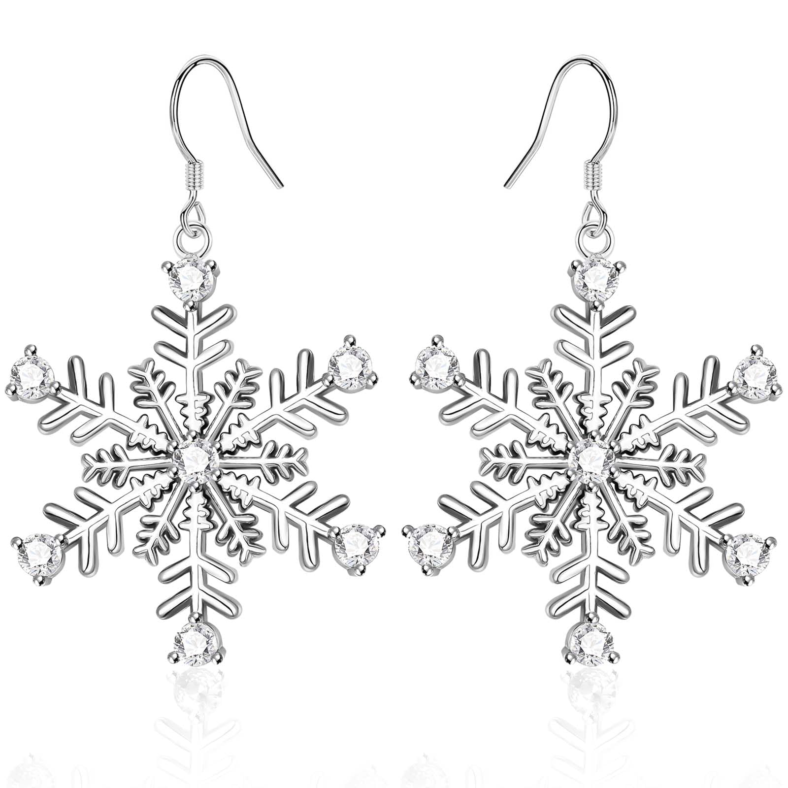 WOVEE Schneeflocken Hängend Ohrringe Weiß AAA Zirkonia Hänge