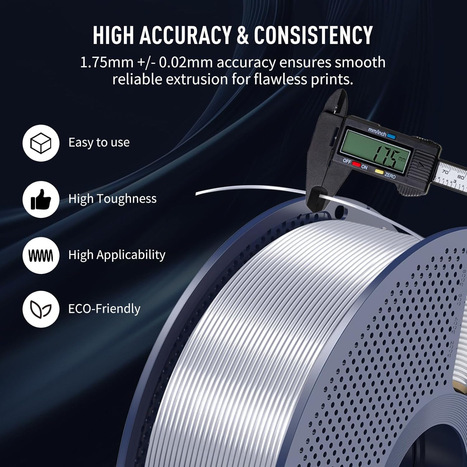 SUNLU 3D Printer Silk Filament,Shiny Silk PLA Filament 1.75mm, Smooth Silky Surface, Great Easy to Print for 3D Printers, Dimensional Accuracy +/- 0.02mm, Silk Silver 2KG - Image 4