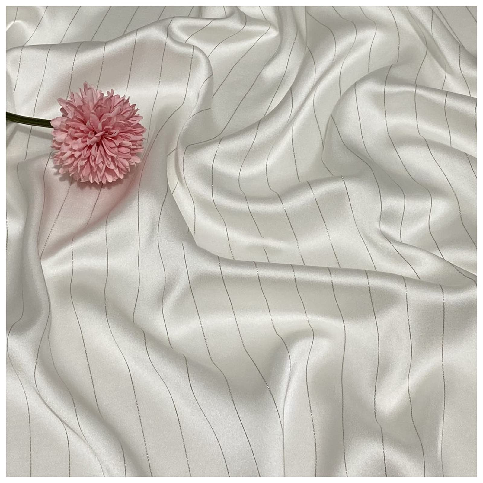 Soie brillante et soyeuse au mètre, tissu satiné rayé haute qualité 150 cm pour haute couture