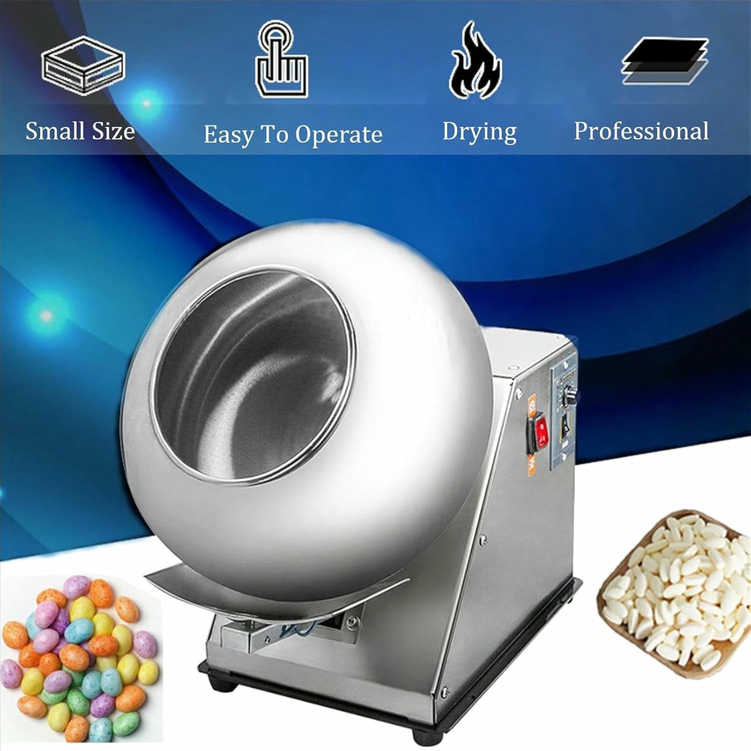 001, Chocolate Coating Polishing Machine, Table Top Small Commercial Mini Sugar Panning Machine,Electric Sugar Coating and Chocolate Polishing Machine image 2