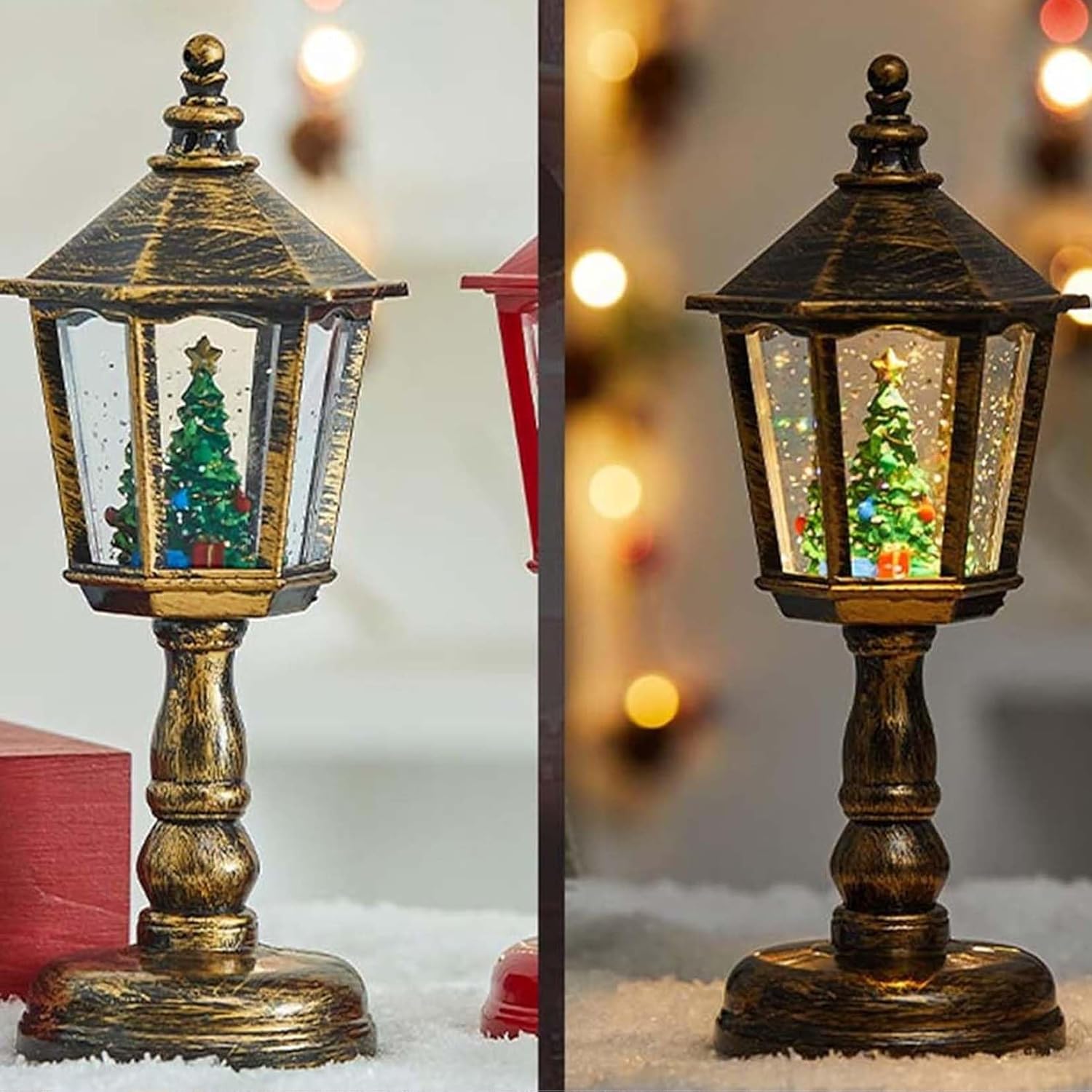 Christmas Luminous Snow Night Light with Music, 2025 New Christmas Themed Night Lights, Glittering Snowman and Christmas Tree Night Light, Christmas Snow Lamp Decoration for Home Party (2Pcs White)