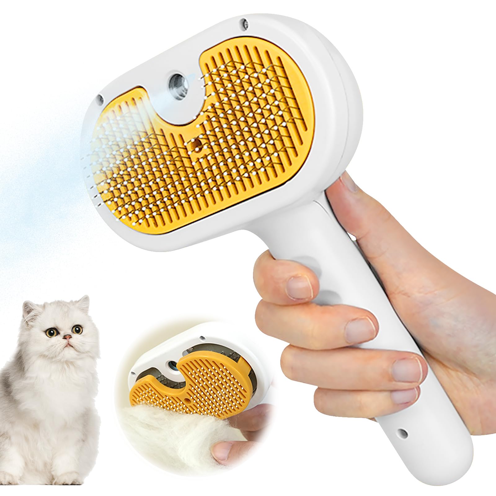 Cepillo De Vapor Para Gatos, Cepillo Vapor Para Gatos 3 En 1, Cepillo Gato Vapor, Cepillo De Perro Gato De Vapor, Cepillo De Vapor Multifuncional Para Perros De Pelo Largo O Corto