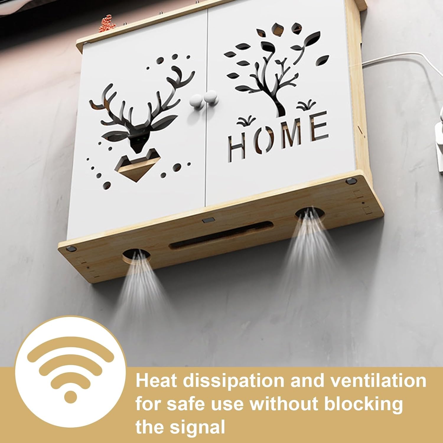 Wall Mounted Router Storage Box, Large Capacity Multifunctional Router Cabinet, Perfect for Cable Management, Needs to Be Assembled, for Office and Home(45 * 11 * 52cm/17.7 * 4.3 * 20.5in)