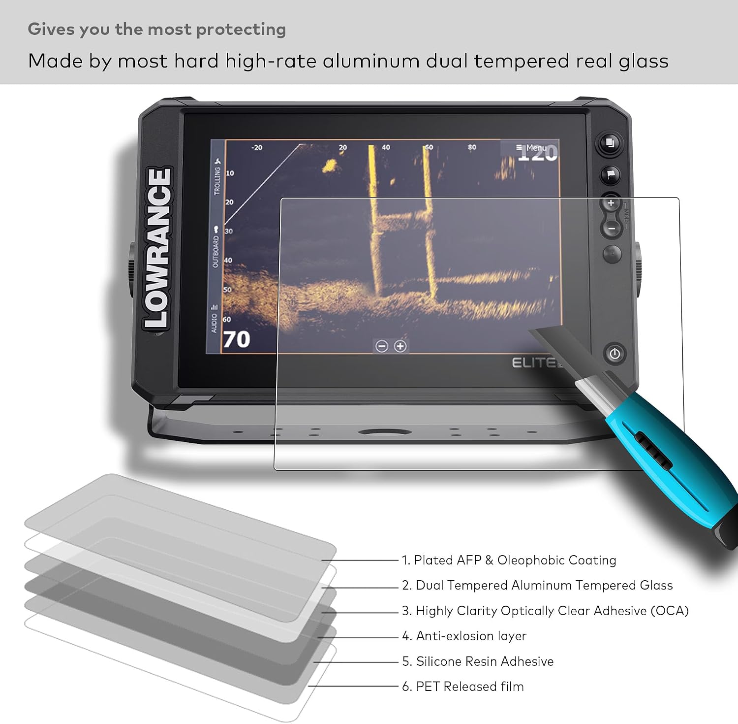 Premium Tempered Glass Screen Protector for Lowrance Elite FS 10 Inch Touchscreen Fish Finders Accessories Anti Scratch (HD Clear)