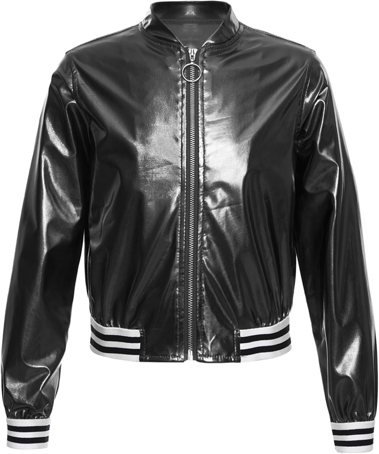 Giacca Olografica Donna Metallizzata Lucida - Bomber Con Cerniera Per Feste E Discoteca