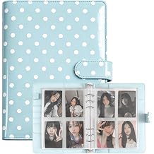 A5 Kpop Photocard Binder with 30 Pack 4-Pocket Card Pages 6 Ring Photocard Holder Book PU Leather Cover Collector for 2x3 Album Cards Trading Card Blue