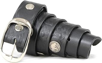 Milwaukee Leather MP7123 Mens Cross Hatch & 5 Cent Buffalo-Black Leather Belt w/Interchangeable Buckle-1.5 In Wide