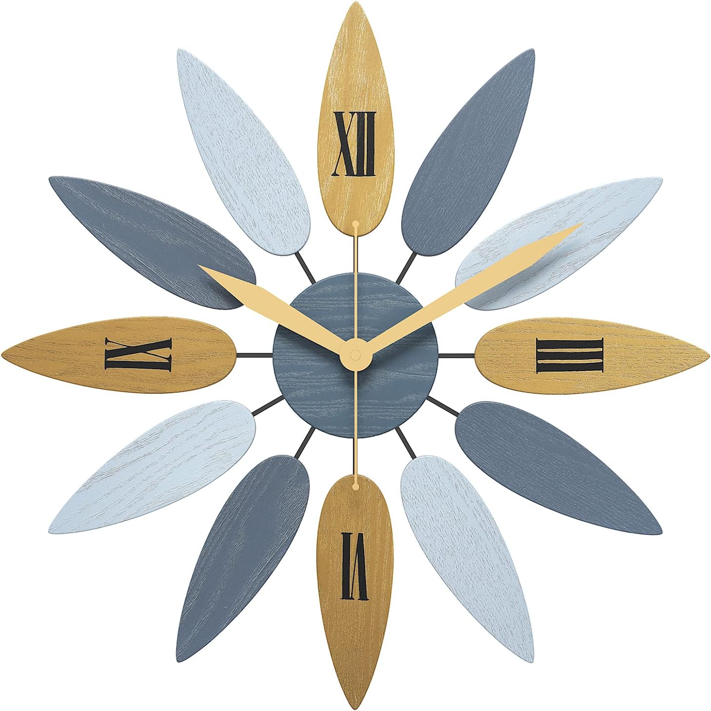 WGWART 20" Large Modern Style Art Wall Clock, Leaf Shape Silent Quartz Movement Battery Operated Decorative Big Wall Clock for Living Room/Home/Office - 20 Inch/52cm
