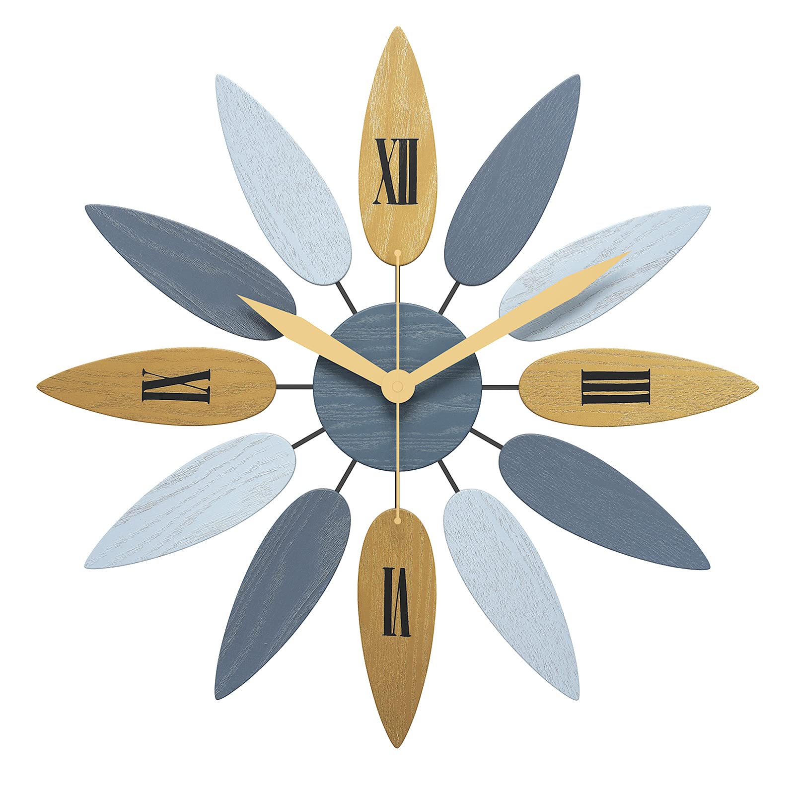 WGWART 20" Large Modern Style Art Wall Clock, Leaf Shape Silent Quartz Movement Battery Operated Decorative Big Wall Clock for Living Room/Home/Office - 20 Inch/52cm