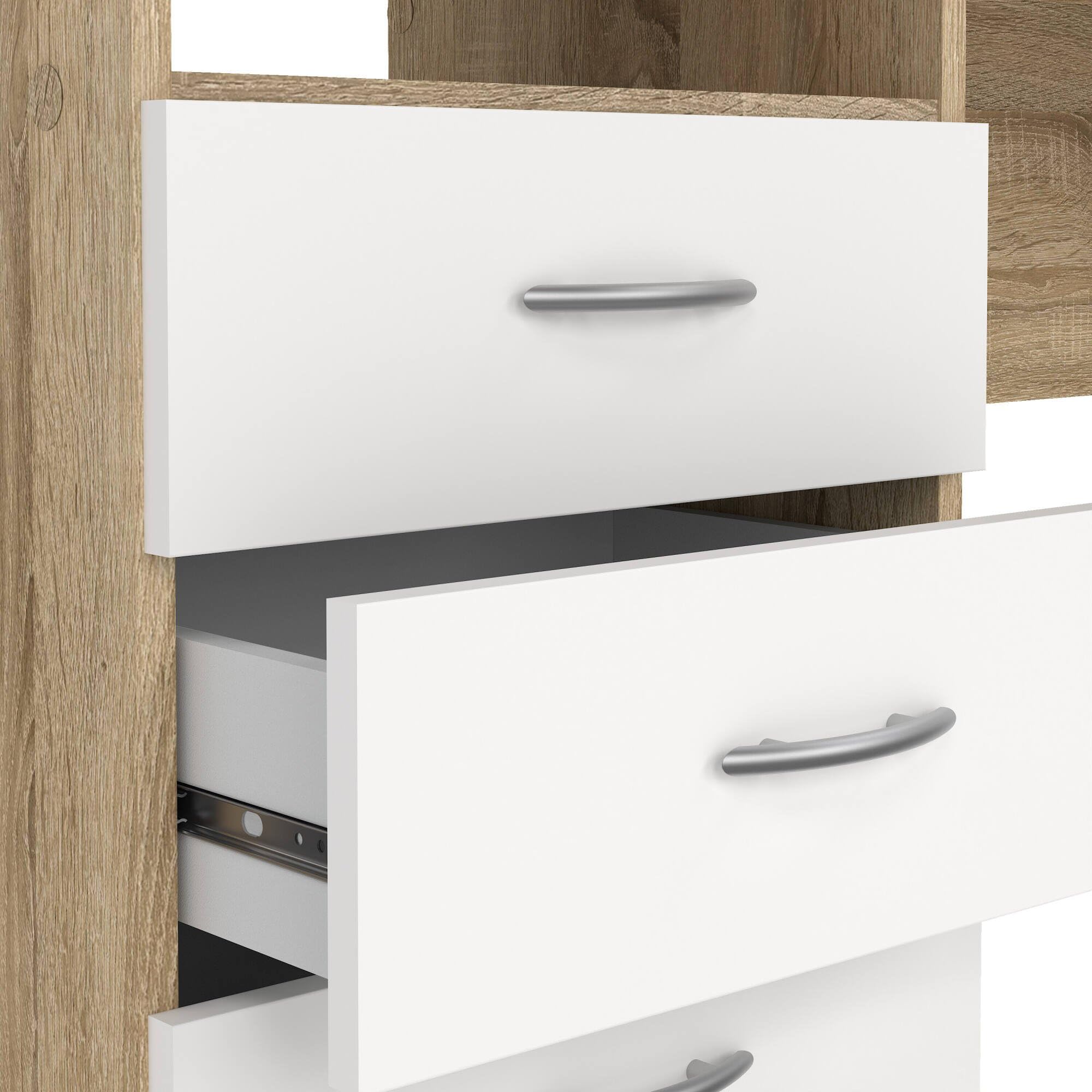 Dmora - Scrivania Priscille, Scrittoio multiuso, Tavolo per ufficio porta PC, Piano di lavoro, 120x48 h72 cm, Quercia e Bianco