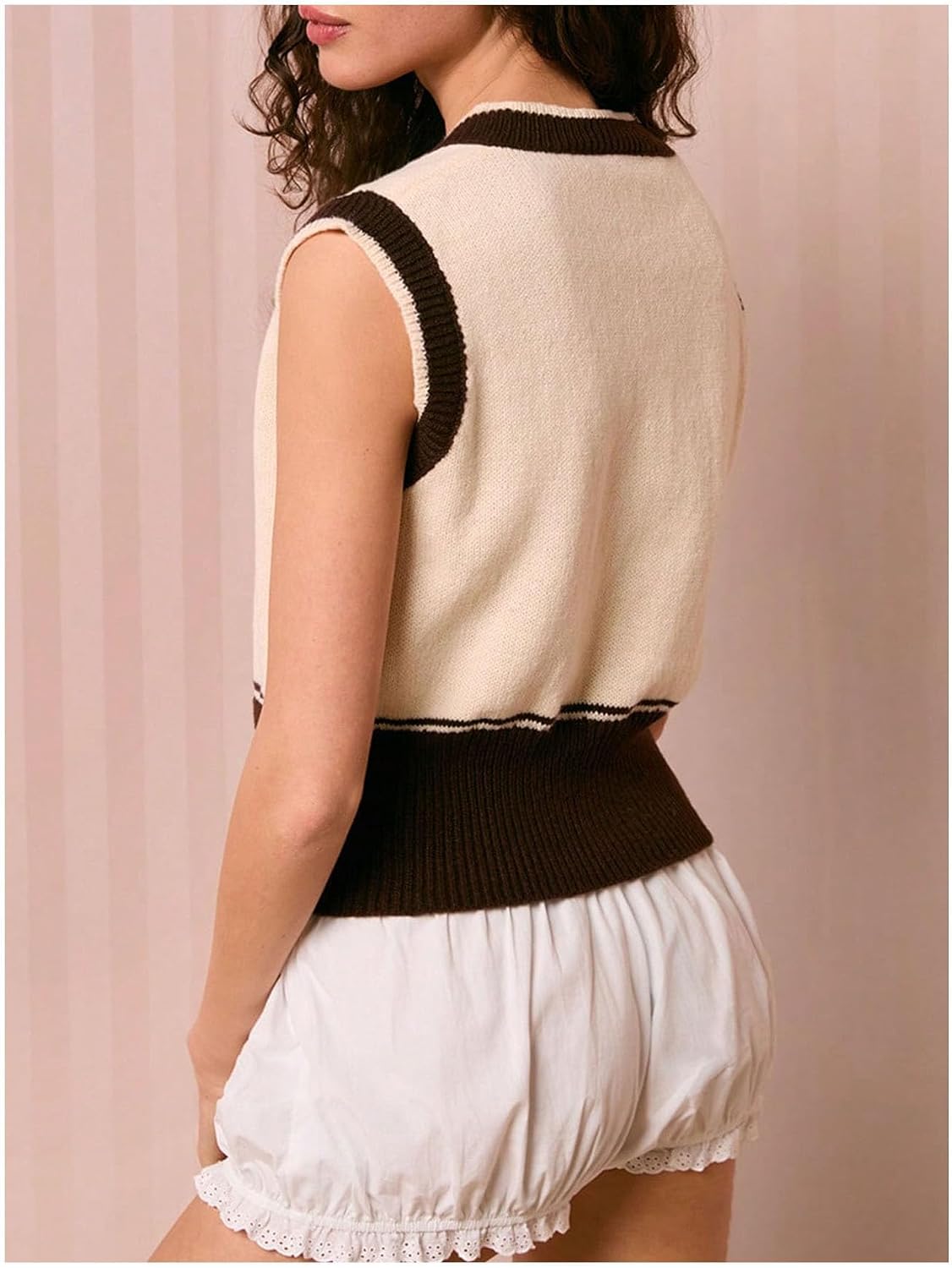 SOLY HUX Women's Horse Graphic Sweater Vest V Neck Sleeveless Knit Casual Tank Tops